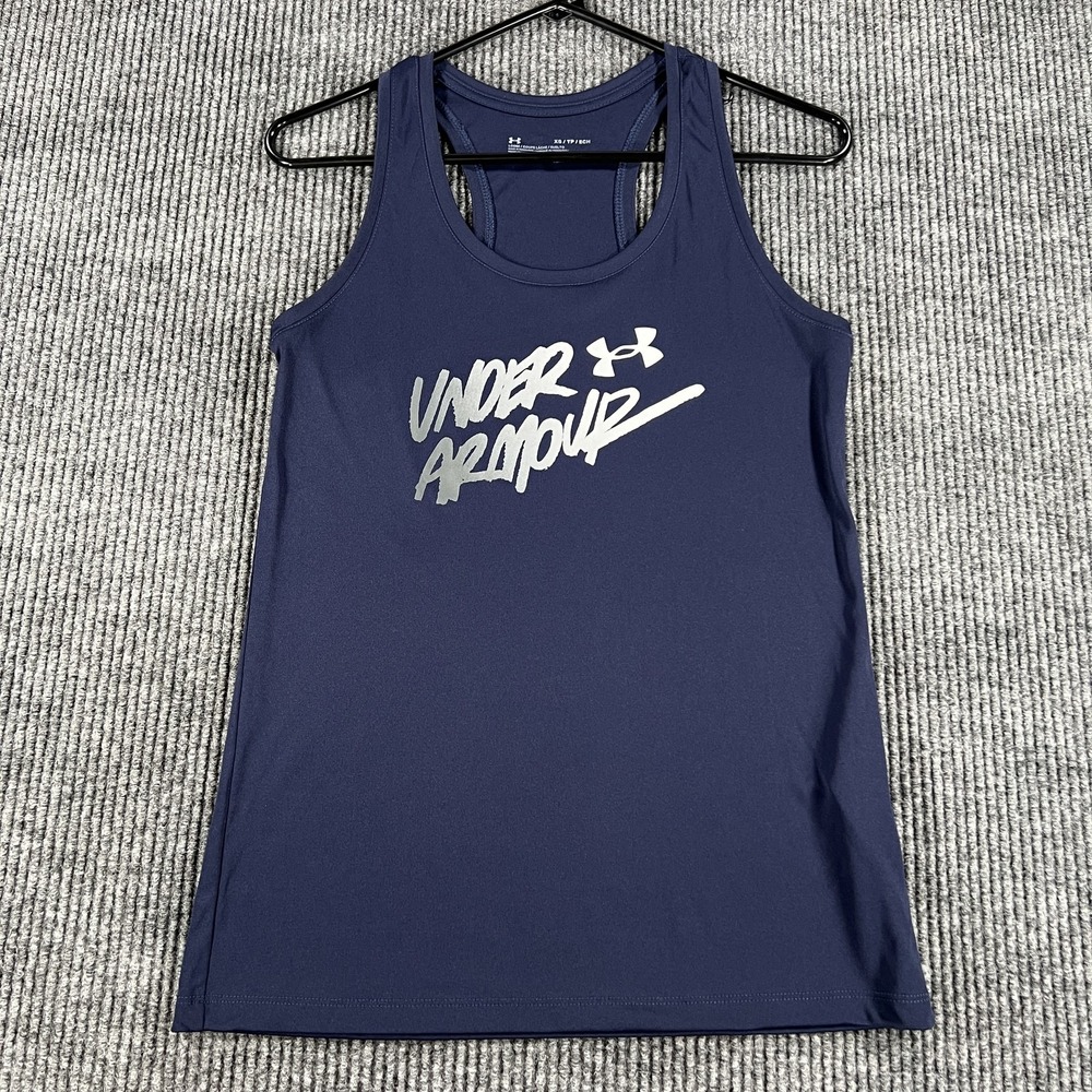 Under Armour Shirt Womens Extra Small Blue Racerback Tank Top Athletic Gym
